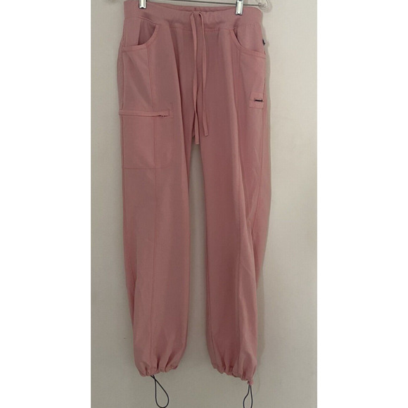 women's scrubs bottoms pants elastic drawstring waist ankles pockets peach M - Picture 1 of 6